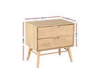 Artiss Bedside Table 2 Drawers - GINO Pine