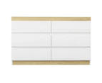 Artiss 6 Chest of Drawers - LIOR White and Oak