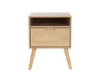 Artiss Bedside Table 1 Shelf and Drawer - GORR Pine