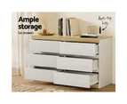 Artiss 6 Chest of Drawers - LIOR White and Oak