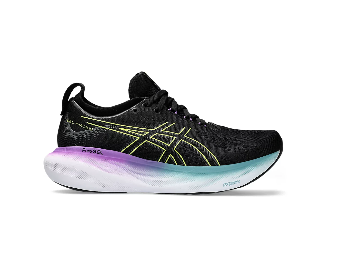 Womens Asics Gel-Nimbus 25 Black/ Glow Yellow Athletic Running Shoes