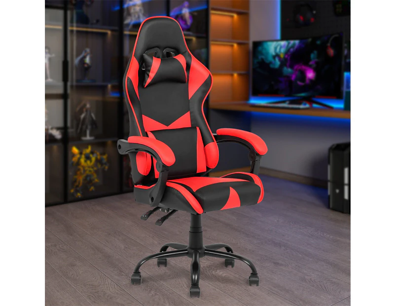 Advwin Computer Gaming Chair with Lumbar Support High Back Ergonomic Office Chair PU Leather Gamer Chair Red/Black