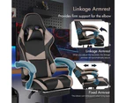 Advwin Computer Gaming Chair with Footrest High Back Ergonomic Office Chair PU Leather Gamer Chair with Lumbar Support Grey