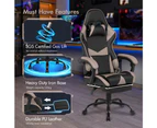 Advwin Computer Gaming Chair with Footrest High Back Ergonomic Office Chair PU Leather Gamer Chair with Lumbar Support Grey