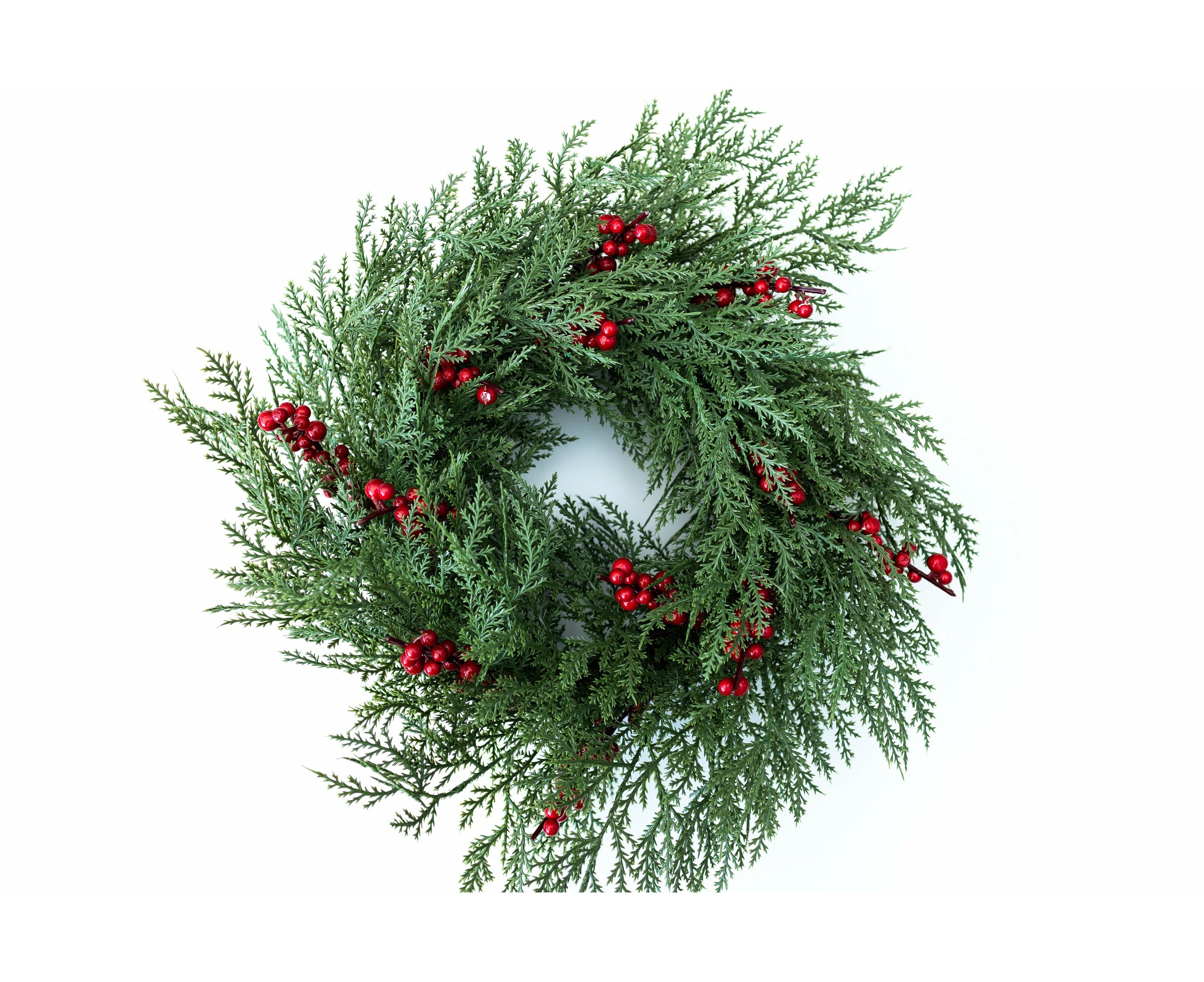 Green Pine with Red Berries Wreath