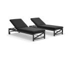 Kansas Outdoor Aluminium Sun Lounge Set on Wheels - Outdoor Sun Lounges - Charcoal