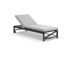 Kansas Outdoor Aluminium Sun Lounge Set on Wheels with Hugo Side Table - Outdoor Sun Lounges - Charcoal