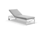 Kansas Outdoor Aluminium Sun Lounge Set on Wheels - Outdoor Sun Lounges - White