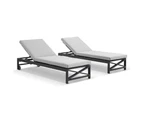 Kansas Outdoor Aluminium Sun Lounge Set on Wheels - Outdoor Sun Lounges - White