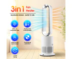 Fan heater Cooler with Filter 3-IN-1 Bladeless Heating Cooling Electric Floor Fan Timer Touch control -Silver White