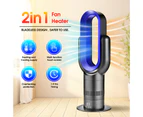 Fan heater Cooler Bladeless Heating Cooling Floor Fan Timer Touch control Electric Fan Safety -Black Blue