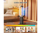 Fan heater Cooler Bladeless Heating Cooling Floor Fan Timer Touch control Electric Fan Safety -Black Silver