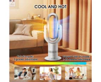 Fan heater Cooler Bladeless Heating Cooling Floor Fan Timer Touch control Electric Fan Safety -White Silver