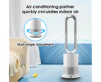 Fan heater Cooler with Filter 3-IN-1 Bladeless Heating Cooling Electric Floor Fan Timer Touch control -Silver White