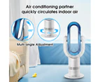Fan heater Cooler Bladeless Heating Cooling Floor Fan Timer Touch control Electric Fan Safety -White Blue