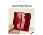 Small Wallets for Women Leather Bifold Compact Credit Card Holder with ID Window Ladies Coin Purse Coin Purse -Wine red