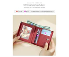 Small Wallets for Women Leather Bifold Compact Credit Card Holder with ID Window Ladies Coin Purse Coin Purse -red
