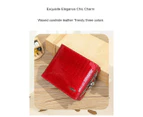 Womens Wallet Small Ladies Compact Bifold Leather Vintage Coin Purse With Cash Pocket Card Holder Coin Pouch-Dark red