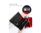Womens Wallets Leather Long Wallet for Phone Organizer Ladies Travel Purse Folding Clutch Card Holder Purse Coin Purse -1100 black