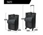 Shopping Trolley Foldable Cart Travel Luggage Grocery Market Cart Waterproof Bag - Black