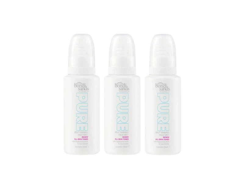 3 x Bondi Sands Pure Self Tanning Face Mist Renew 70mL