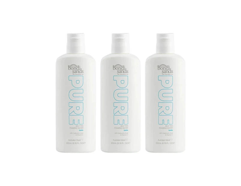 3 x Bondi Sands Pure Self Tan Foaming Water 200mL - Dark