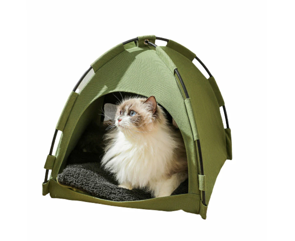 Semi-Enclosed Warm and Comfortable Home Cat Tent - Green