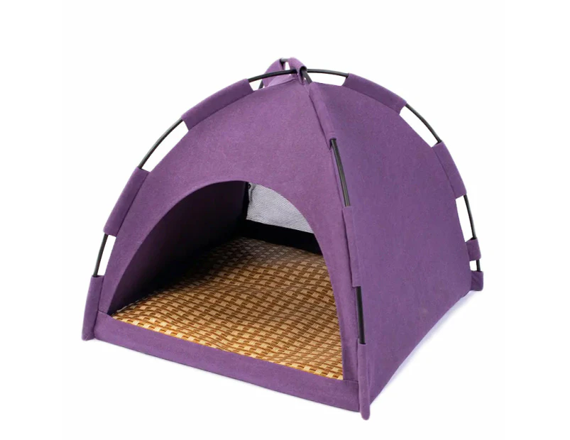 Semi-Enclosed Warm and Comfortable Home Cat Tent - Purple