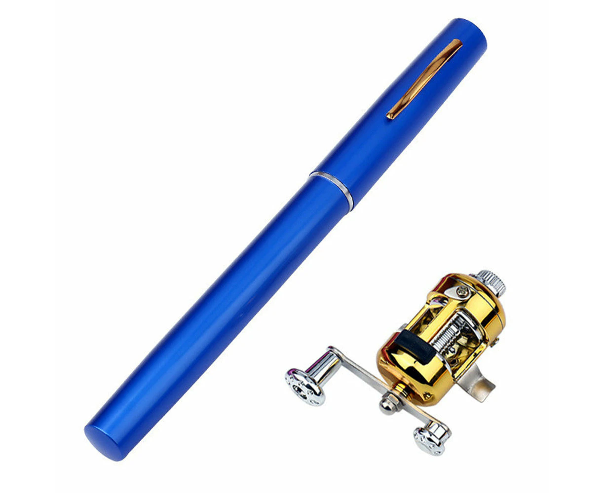 Mini Portable Pocket Pen Telescopic Fishing Rod Kit - Blue