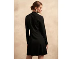 Ribbed Mock-Neck Mini Dress Black