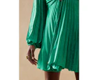 Pleated Mini Dress Cabana Green