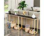 UNHO Sintered Stone Console Table Entryway Decorative Table Black Top & Gold Frame