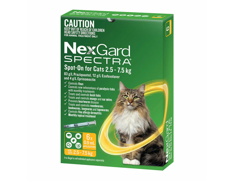 Nexgard Spectra  Spot-on For Cats 2.5 - 7.5 KG 6 Pack