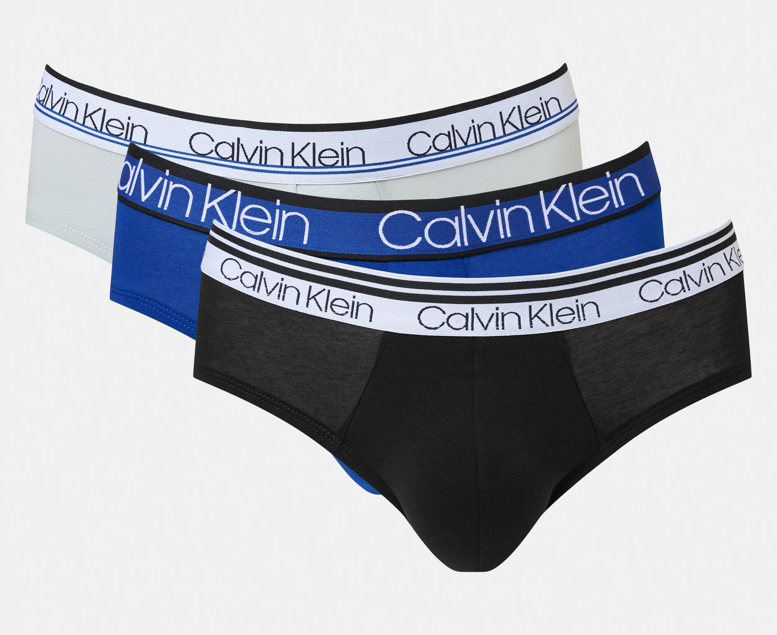 Calvin Klein Men's 1996 Cotton Stretch Hip Briefs 3-Pack - Blue/Grey/Black
