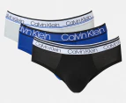 Calvin Klein Men's Cotton Stretch Hip Briefs 3-Pack - Blue/Grey/Black