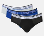 Calvin Klein Men's Cotton Stretch Hip Briefs 3-Pack - Blue/Grey/Black