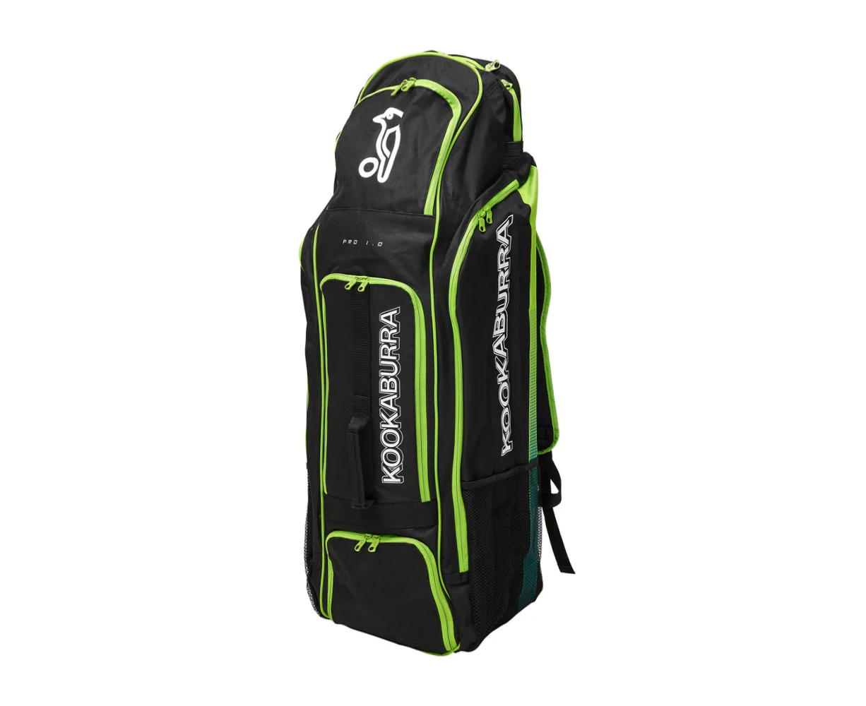 Kookaburra Pro 1.0 Cricket/Sports Gear Duffle Travel Bag/Luggage Black/Lime