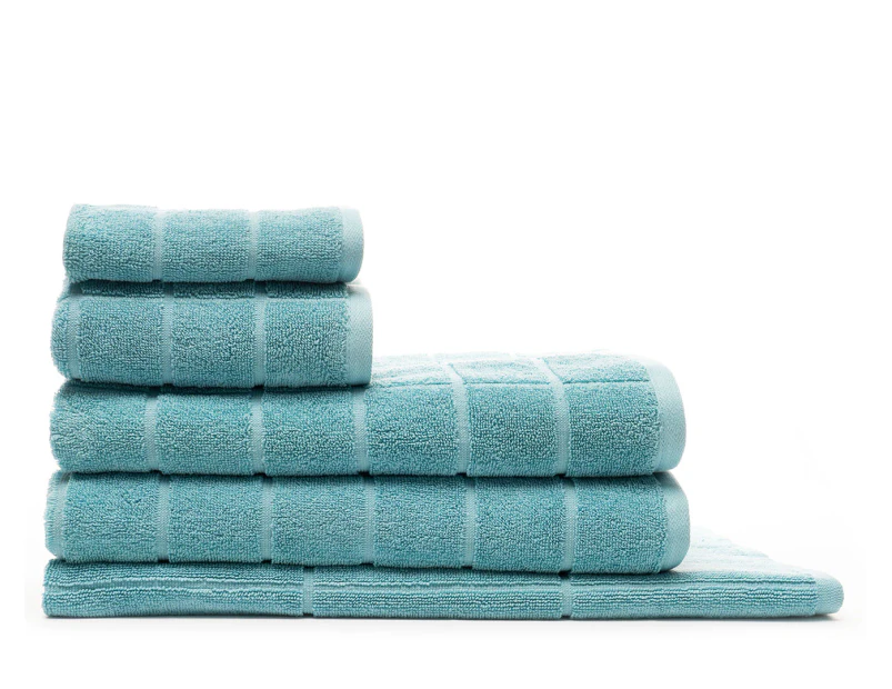 Sheraton Luxury 5-Piece Maison Subway Towel Set - Aqua Mist