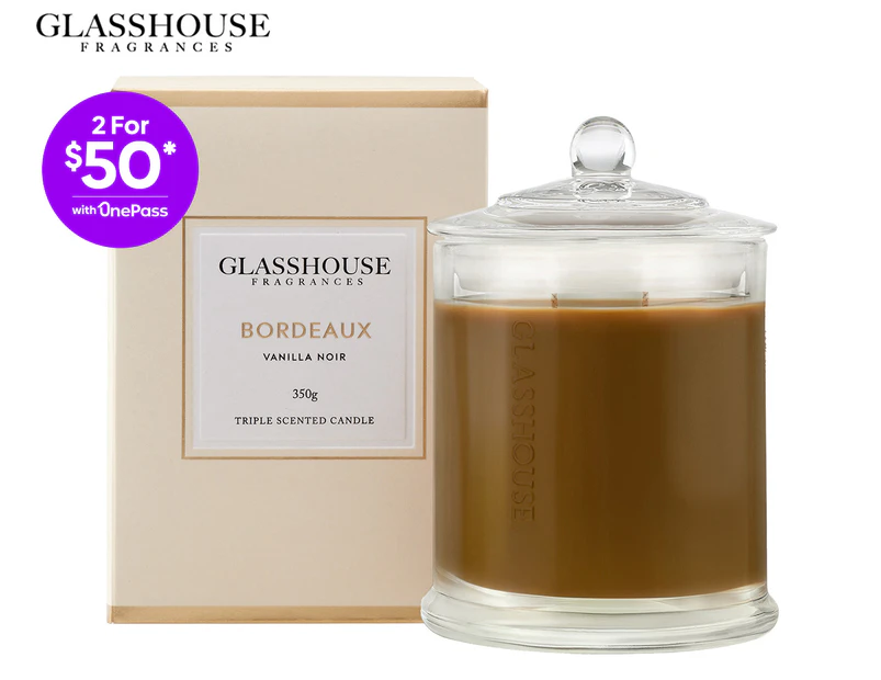 Glasshouse Bordeaux Vanilla Noir 350g Triple Scented Candle