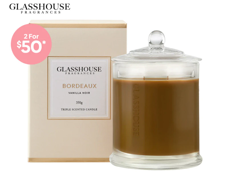 Glasshouse Bordeaux Vanilla Noir 350g Triple Scented Candle