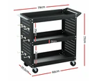 3-Tier Tool Cart Storage Trolley Toolbox Workshop Garage Organizer Black