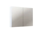 750x750x155mm Pencil Edge White Shaving Cabinet With Mirror PVC Polyurethane White Tempered Glass Shelves