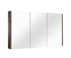 1200Lx720Hx150Dmm Dark Oak Wood Grain PVC Filmed Shaving Cabinet Bathroom Mirror Wall Hung