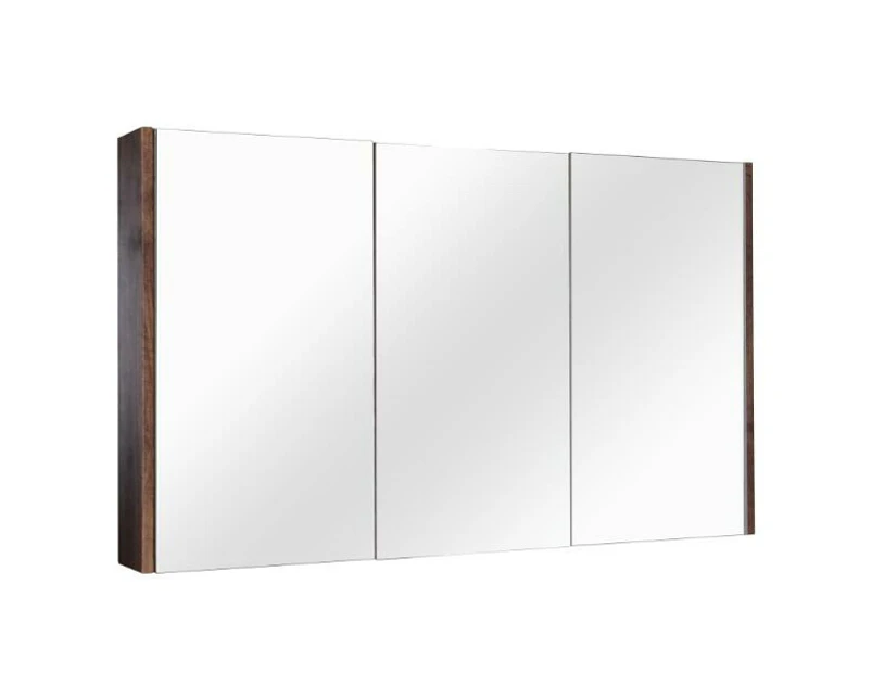 1200Lx720Hx150Dmm Dark Oak Wood Grain PVC Filmed Shaving Cabinet Bathroom Mirror Wall Hung
