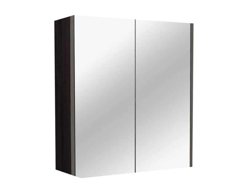 900x720x150mm Dark Grey Wood Grain PVC Filmed Shaving Cabinet Bathroom Mirror Copper Free