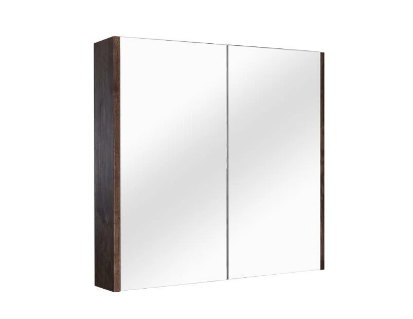 600Lx720Hx150Dmm Dark Oak Wood Grain PVC Filmed Shaving Cabinet Bathroom Mirror Wall Hung With Mirror