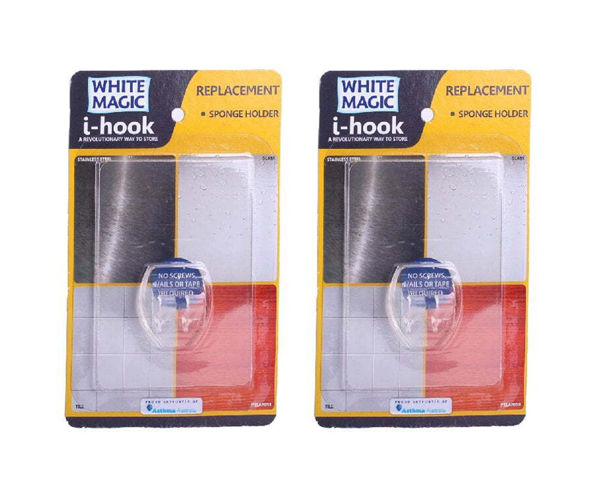 2x I-Hook Reusable R1 Replacement 8.8x6.2cm Wall Storage For Sponge Holder Clear