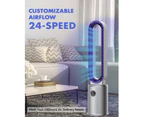YOPOWER Bladeless Tower Fan Air purification Cooler with 24-Speed Wind, 8H Timer, Remote Control