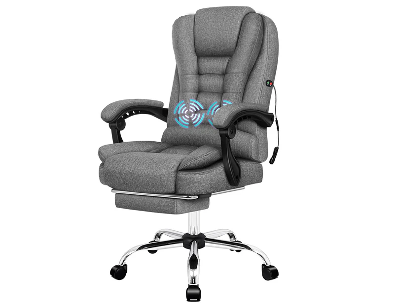 ALFORDSON Massage Office Chair Executive Fabric Grey (with footrest)