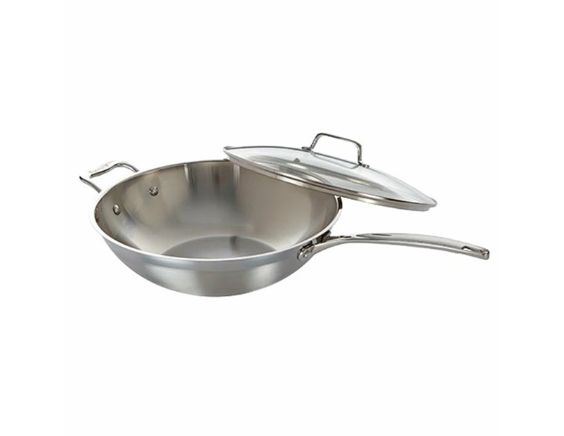 Baccarat iconiX Stainless Steel Wok with Lid & Helper Handle  32cm